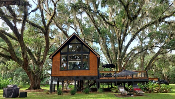 view of the exterior of Shangri-la Treehouse.